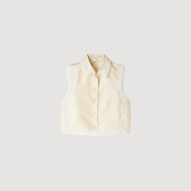 Cropped shirt with lace details
