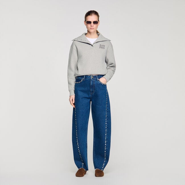 Rhinestone barrel jeans