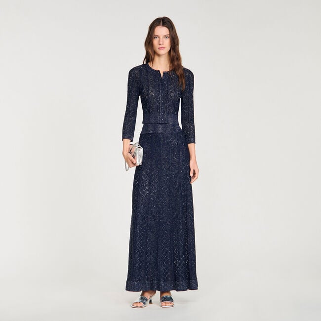 Rhinestone knit maxi skirt