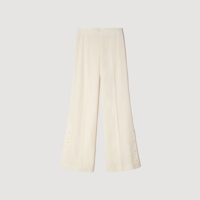 Buttoned-slit straight-leg trousers