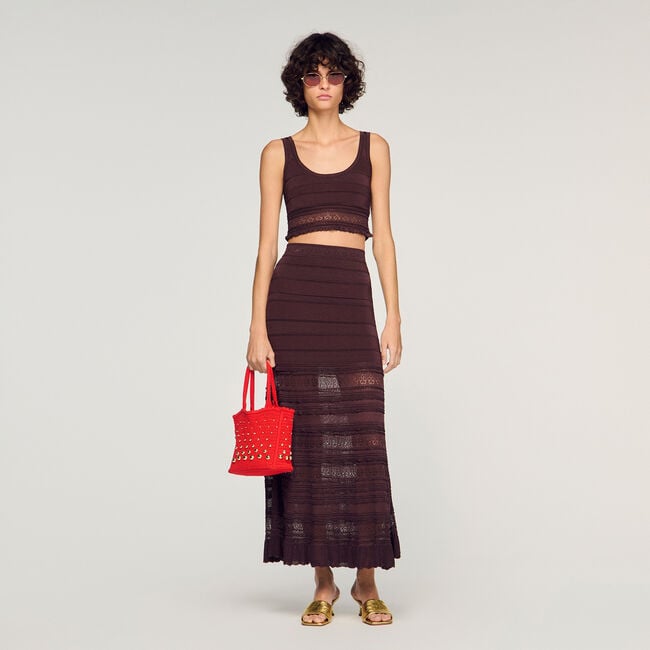 Pointelle knit crop top