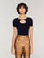 Openwork collar knit top