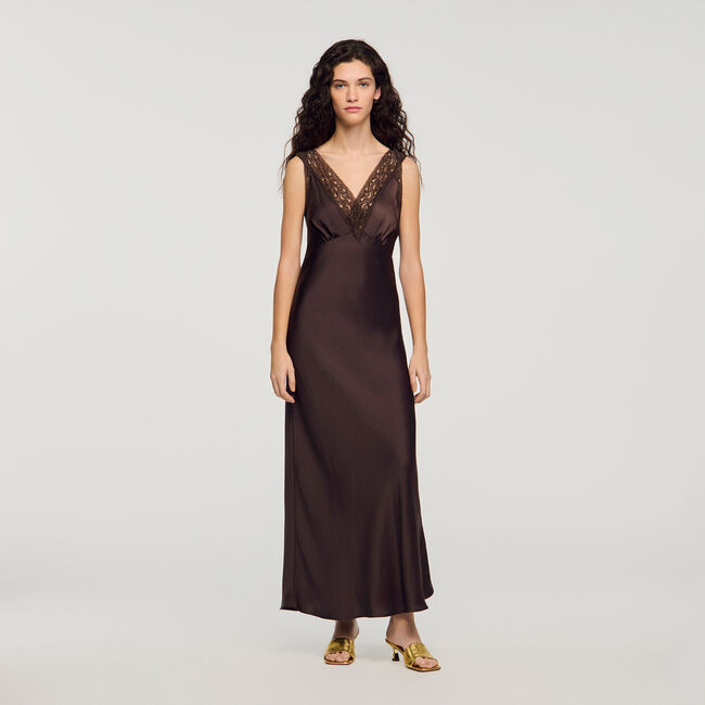 Lace collar maxi dress