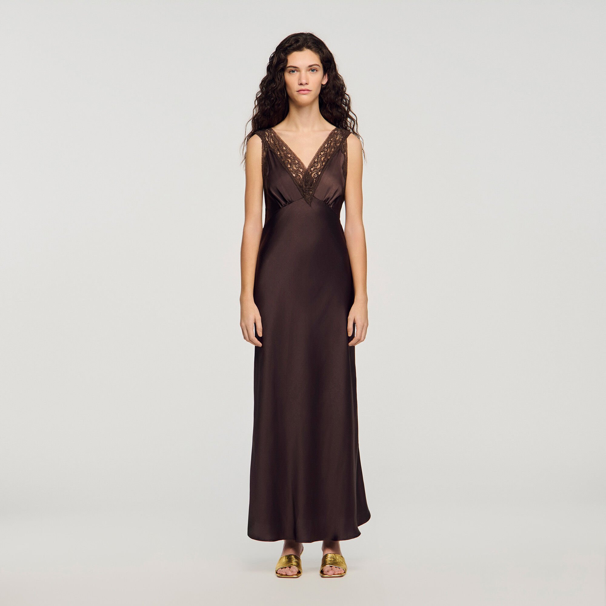 Lace collar maxi dress