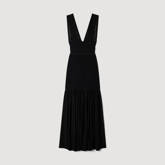 Ruffled knit maxi dress