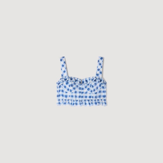 Gingham linen crop top