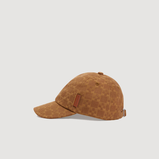 Denim cap with cross motif