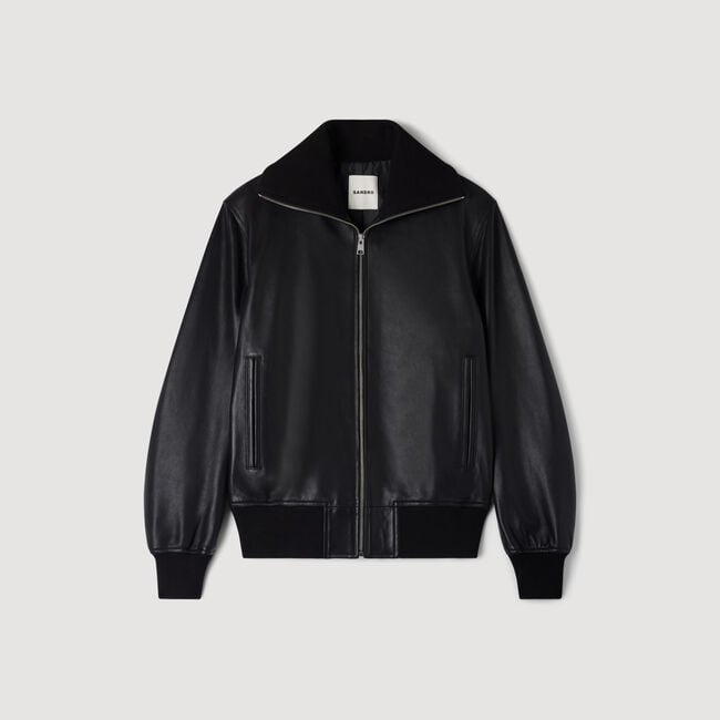 Zipped leather jacket